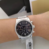 Michael Kors Lexington Chronograph Black Dial Silver Steel Strap Watch For Women - MK7277 Buy Now By Michael Kors
