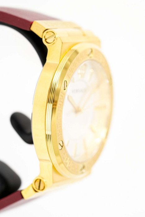 Versace Greca Silver Dial Red Leather Strap Watch for Women - VEVH00420 Buy Now By Versace