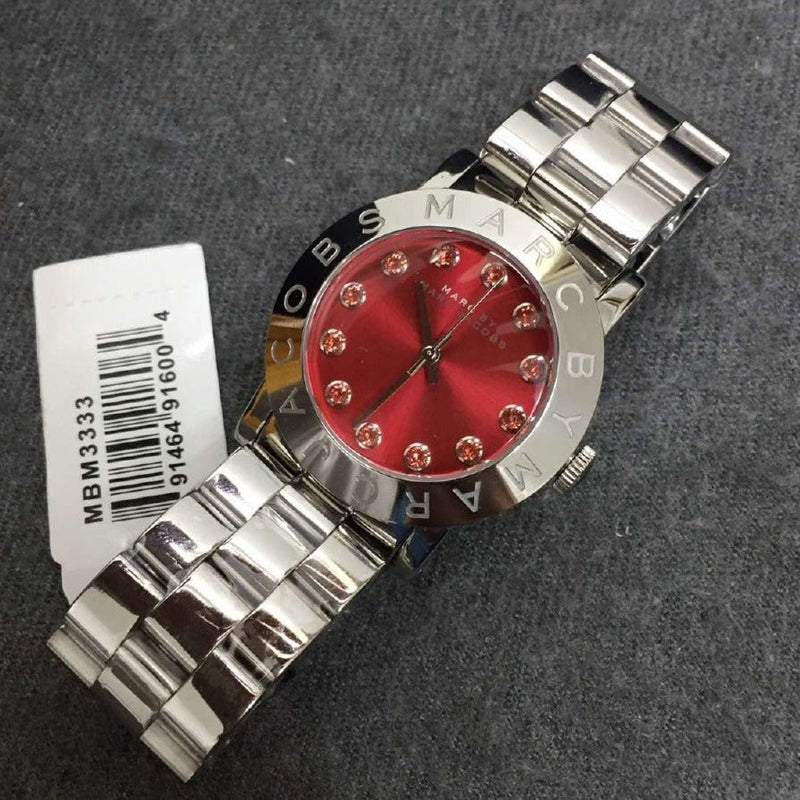 Marc Jacobs Amy Red Dial Silver Steel Strap Watch for Women - MBM3333 Buy Now By Marc Jacobs