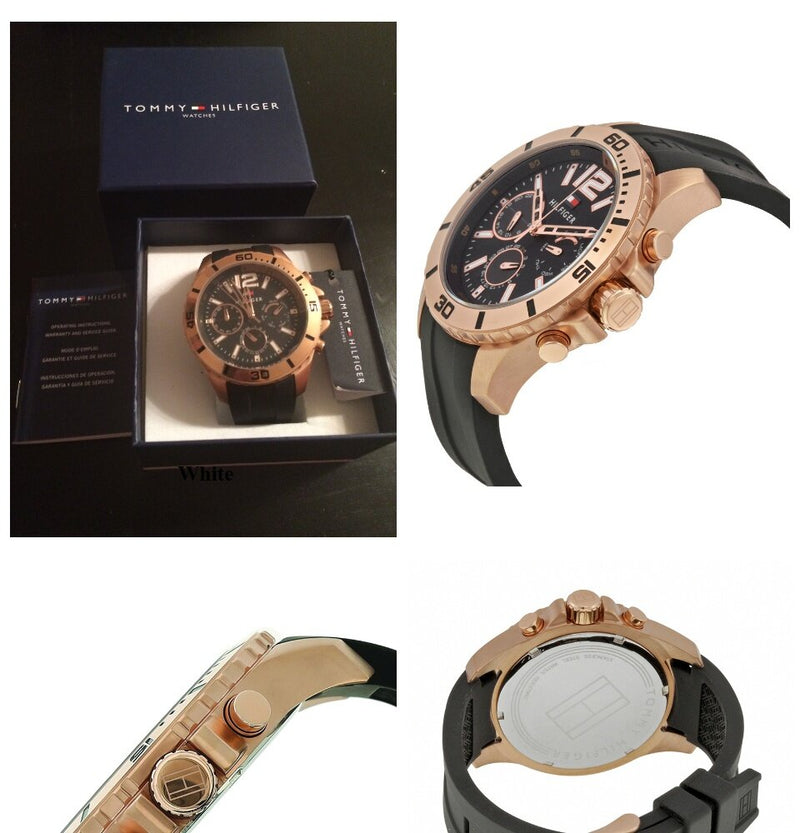 Shop Tommy Hilfiger Sport Multifunction Black Dial Black Rubber Strap Watch for Men - 1791145 in USA
