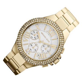 Shop Michael Kors Camille Silver Diamonds Dial Gold Steel Strap Watch for Women - MK5756 in USA