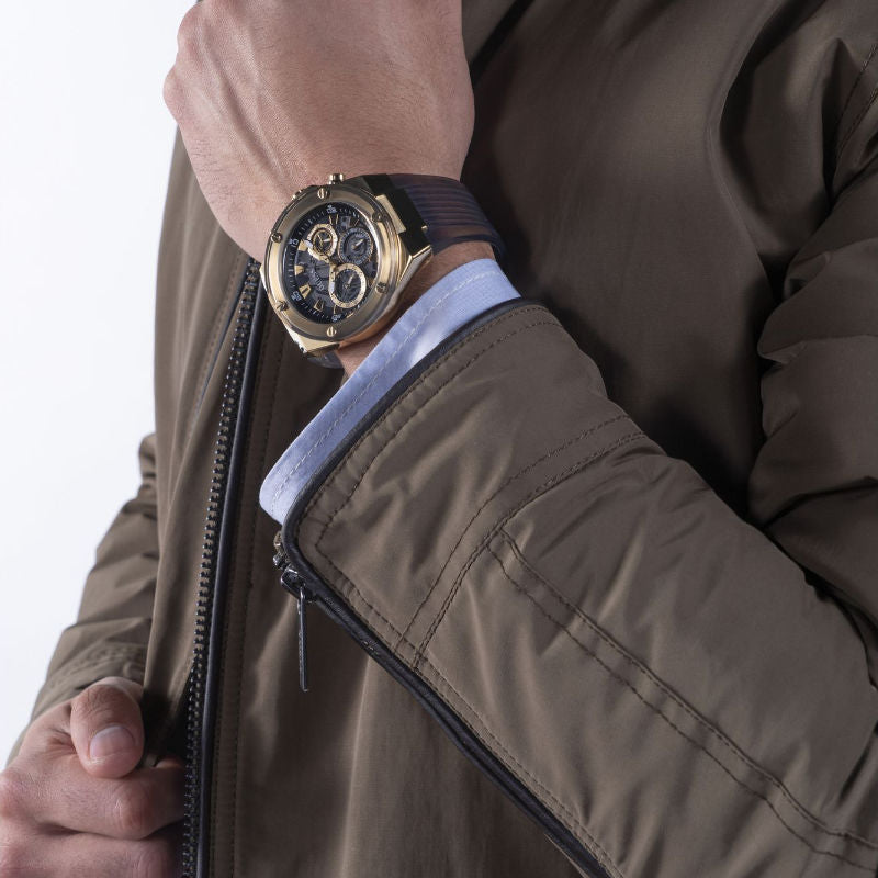 Shop Guess Poseidon Chronograph Black Dial Black Silicone Strap Watch For Men - GW0425G1 in USA