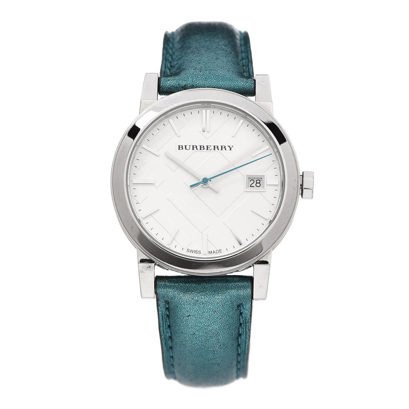 Burberry White Dial Turquoise Leather Strap Watch for Women - BU9120 Buy Now By Burberry