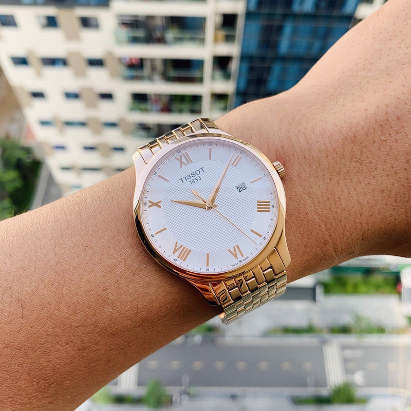 Tissot T Classic Tradition White Dial Rose Gold Steel Strap Watch For Women - T063.610.33.038.00 Buy Now By Tissot