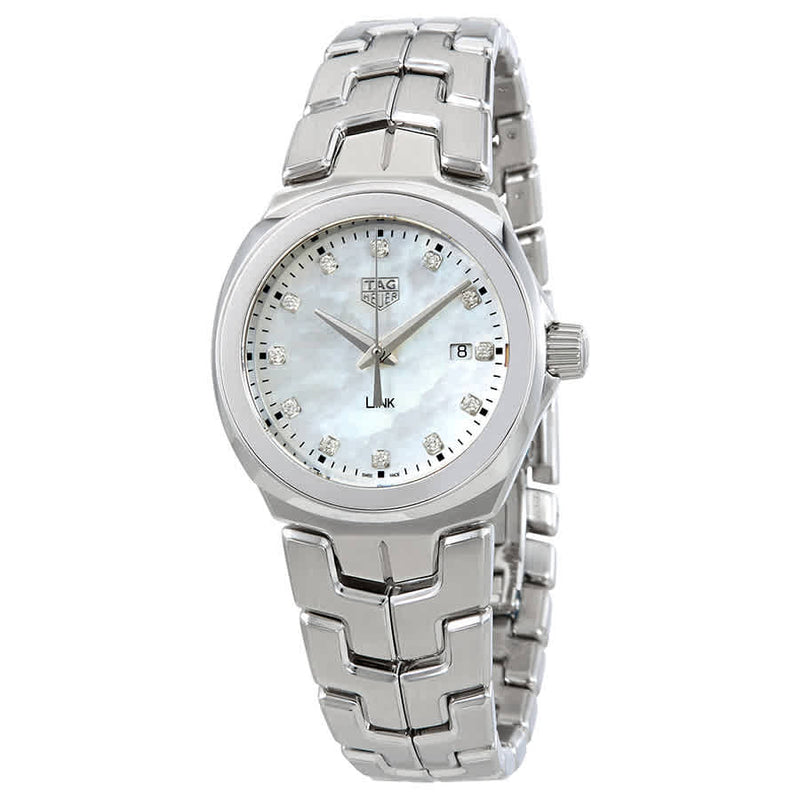 Shop Tag Heuer Link Quartz Diamonds Mother of Pearl Dial Silver Steel Strap Watch for Women - WBC1312.BA0600 in USA