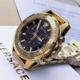 Versace Greca Action Chronograph Black Dial Gold Steel Strap Watch For Men - VE3J00622 Buy Now By Versace