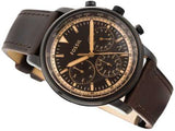 Fossil Goodwin Chronograph Brown Dial Brown Leather Strap Watch for Men - FS5529