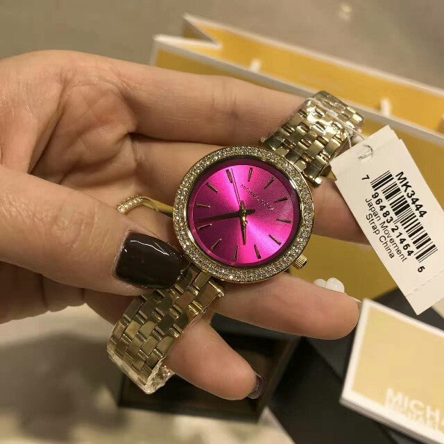 Michael Kors Darci Pink Dial Gold Steel Strap Watch for Women - MK3444 Buy Now By Michael Kors