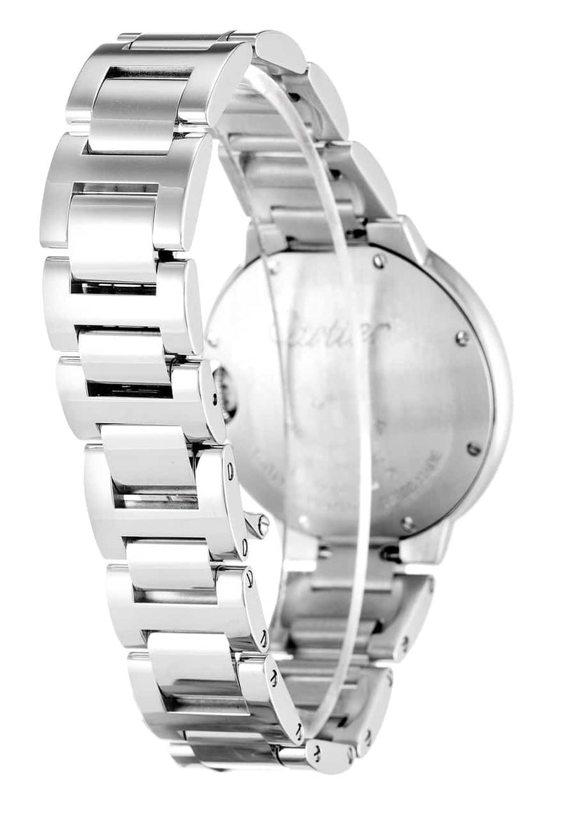 Shop Cartier Ballon Bleu De Cartier Diamonds Silver Dial Silver Steel Strap Watch for Women - WE902035 in USA