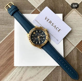 Versace Casual Chronograph Blue Dial Blue Leather Strap Watch for Men - VERG004-18 Buy Now By Versace