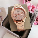 Fossil Boyfriend Multifunction Rose Gold Dial Rose Gold Steel Strap Watch for Women - ES3885 Buy Now By Fossil