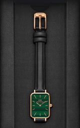 Daniel Wellington Quadro Pressed Sheffield Green Dial Black Leather Strap Watch For Women - DW00100439 Buy Now By Daniel Wellington