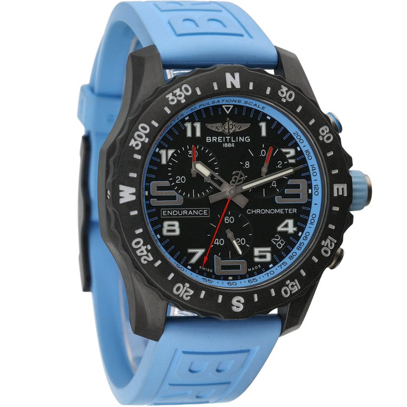 Breitling Endurance Pro Black Dial Light Blue Rubber Strap Watch for Men - X82310281B1S1