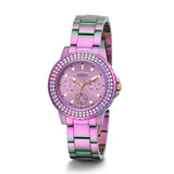 Shop Guess Crown Jewel Diamonds Purple Dial Purple Steel Strap Watch for Women - GW0410L4 in USA