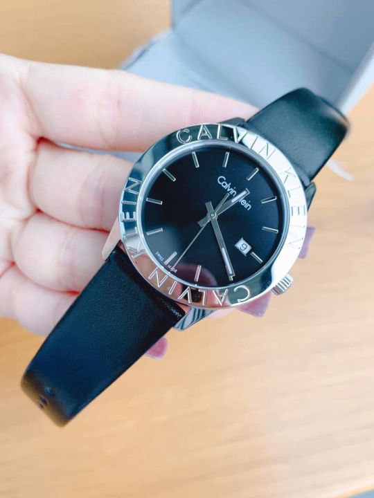 Calvin Klein Steady Black Dial Black Leather Strap Watch for Women - K7Q211C1 Buy Now By Calvin Klein