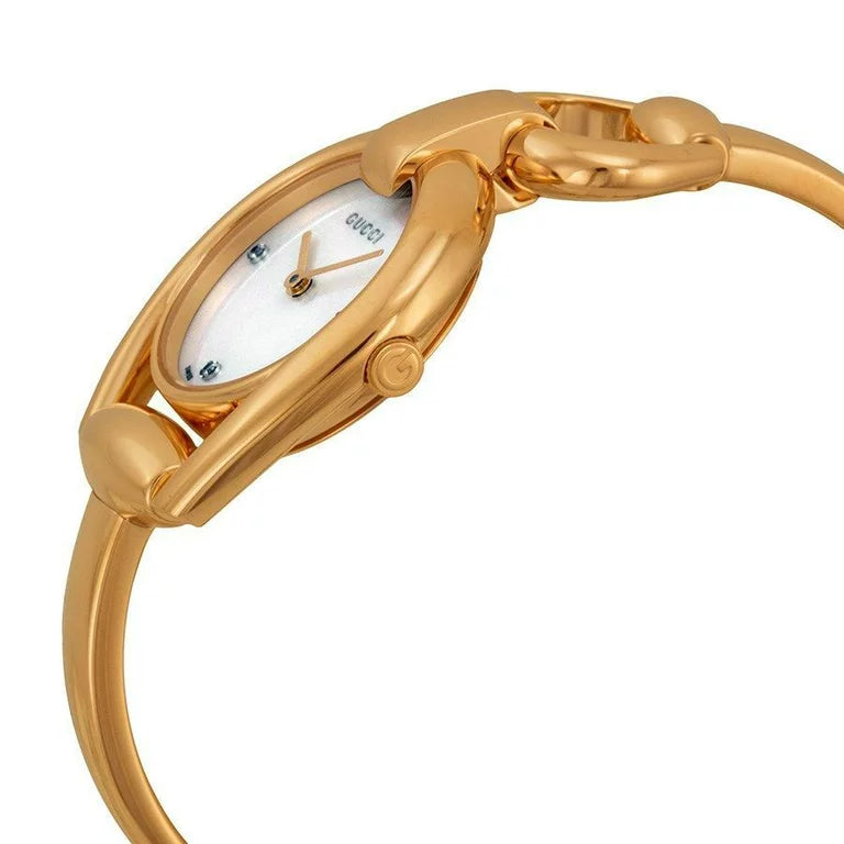 Gucci Horsebit Collection Diamonds Mother of Pearl Dial Rose Gold Steel Strap Watch For Women - YA139508 Buy Now By Gucci