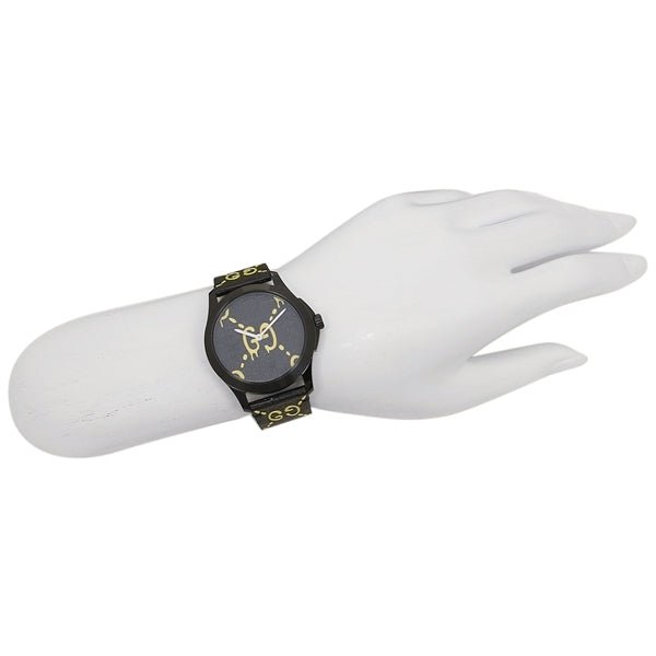 Gucci G Timeless Ghost Black Dial Black Leather Strap Watch For Men - YA1264019 Buy Now By Gucci