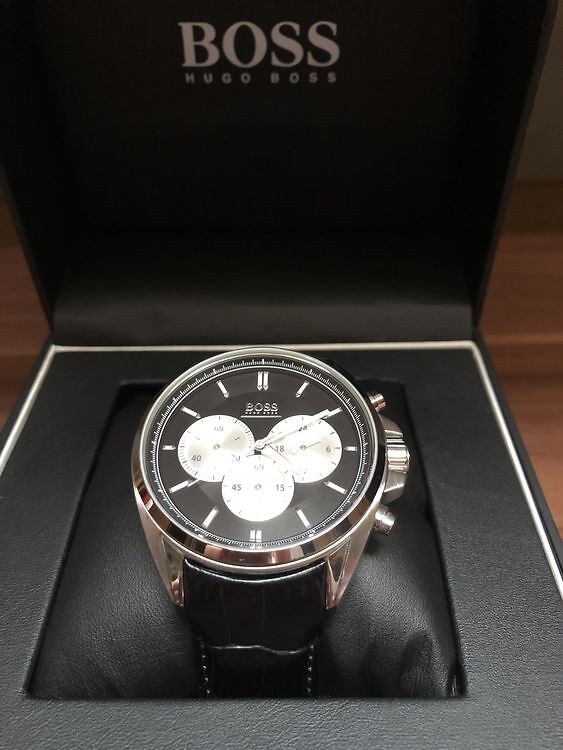 Hugo Boss Companion Black Dial Black Leather Strap Watch for Men - 1513543 Buy Now By Hugo Boss