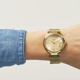 Shop Guess Soho Champagne Dial Stainless Steel Mesh Bracelet Watch For Women - W0638L2 in USA