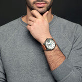 Diesel Mega Chief Chronograph White Dial Brown Leather Strap Watch For Men - DZ4280