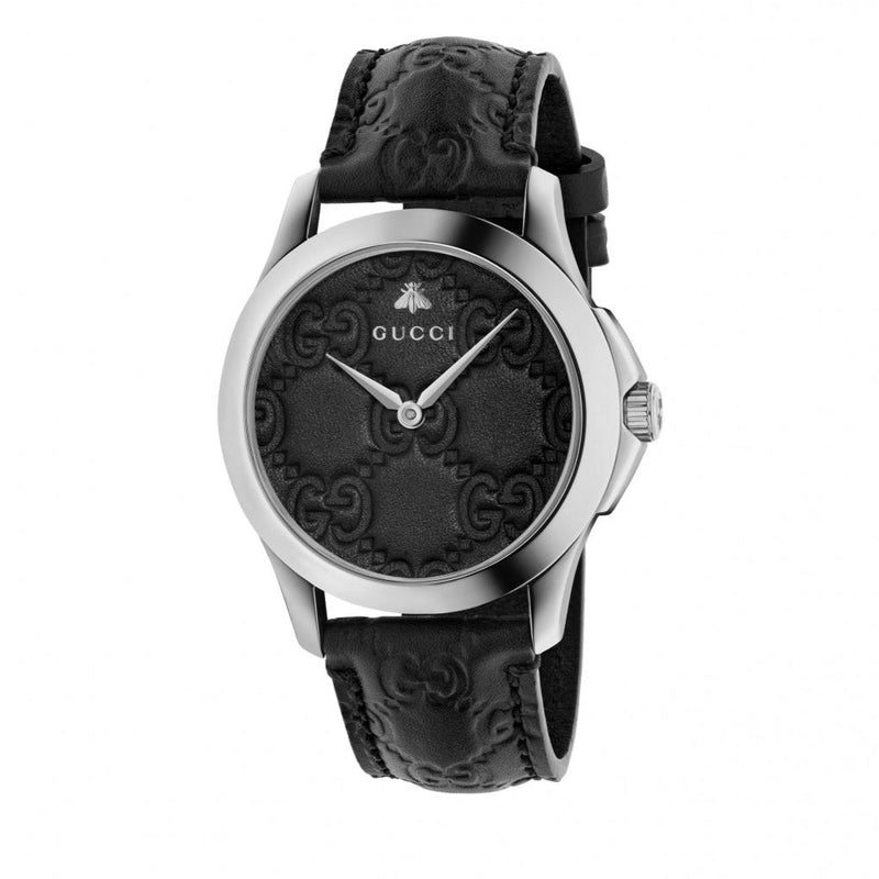 Gucci G Timeless Quartz Black Dial Black Leather Strap Watch For Men - YA1264031 Buy Now By Gucci