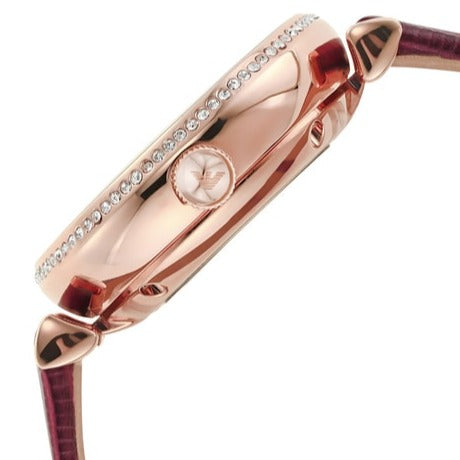 Emporio Armani Meccanico Automatic Silver Dial Burgundy Leather Strap Watch For Women - AR60044 Buy Now By Emporio Armani