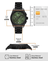 Emporio Armani Federico Chronograph Green Dial Black Steel Strap Watch For Men - AR11562 Buy Now By Emporio Armani