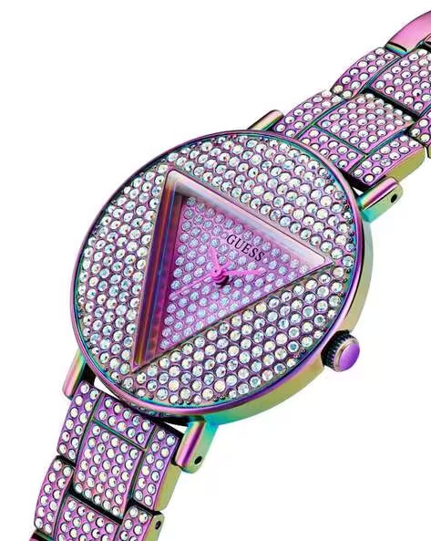 Shop Guess Trend Diamonds Purple Dial Purple Steel Strap Watch for Women - GW0512L4 in USA