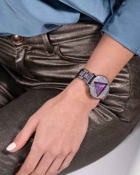 Shop Guess Trend Diamonds Purple Dial Purple Steel Strap Watch for Women - GW0512L4 in USA