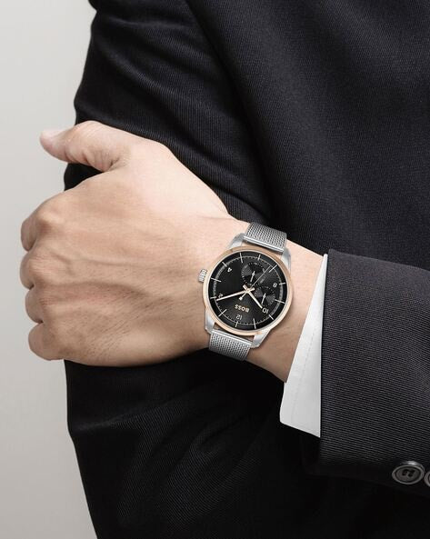 Hugo Boss Sophio Black Dial Silver Mesh Bracelet Watch for Men -1513961 Buy Now By Hugo Boss