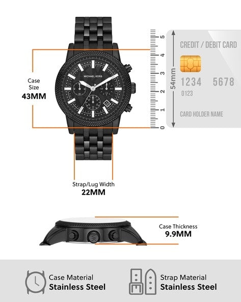 Michael Kors Hutton Chronograph Black Dial Black Steel Strap Watch For Men - MK9089 Buy Now By Michael Kors