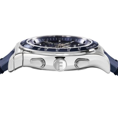 Shop Salvatore Ferragamo 1927 Chrono Analog Blue Dial Blue Leather Strap Watch for Men - SFKZ00223 in USA
