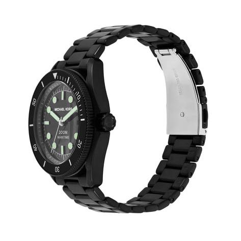 Michael Kors Maritime Three Hand Black Dial Black Steel Strap Watch for Men - MK9181 Buy Now By Michael Kors