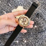 Guess G Twist Gold Dial Black Leather Strap Watch for Women - W0911L3 Buy Now By Guess