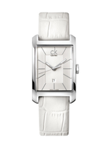 Calvin Klein Window White Dial White Leather Strap Watch for Women - K2M23120