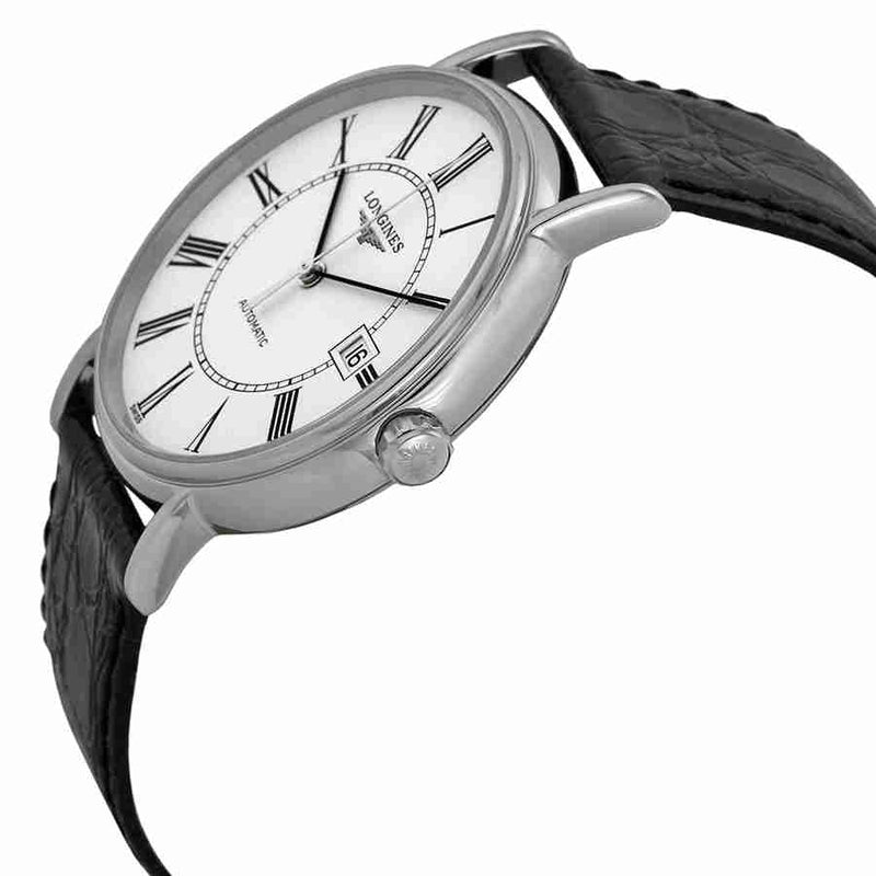 Longines Presence 38.5mm Automatic White Dial Black Leather Strap Watch for Men - L4.921.4.11.2 Buy Now By Longines