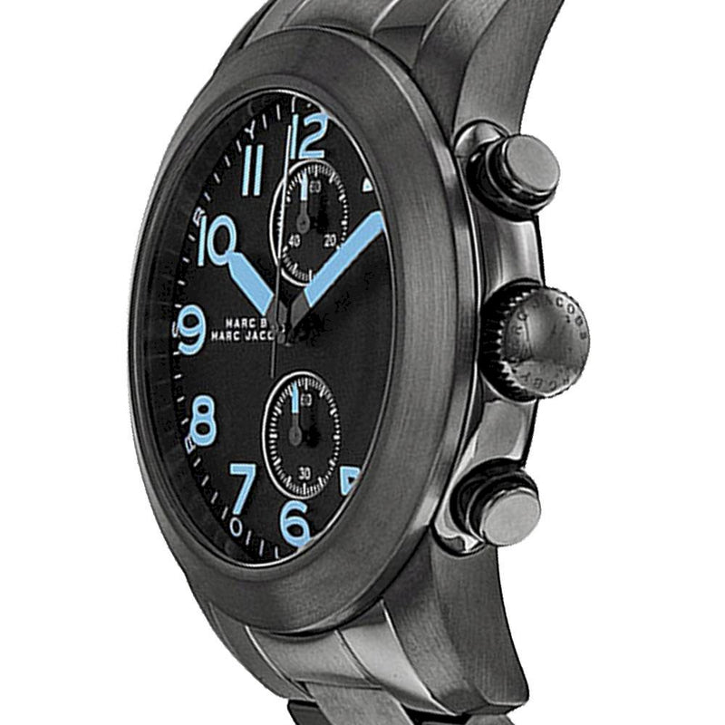 Shop Marc Jacobs Larry Chronograph Black Dial Gunmetal Grey Steel Strap Watch for Men - MBM5031 in USA