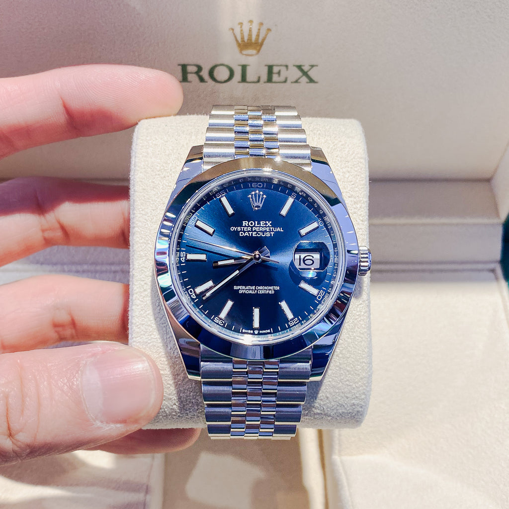 Rolex Datejust 41 Oyster Blue Dial Silver Oystersteel Jubilee Bracelet Watch for Men - M126300-0002