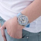 Guess Heiress Diamonds Blue Dial Blue Rubber Strap Watch for Women - GW0407L1 Buy Now By Guess