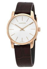 Calvin Klein City White Mother of Pearl Dial Brown Leather Strap Watch for Women - K2G23620 Buy Now By Calvin Klein
