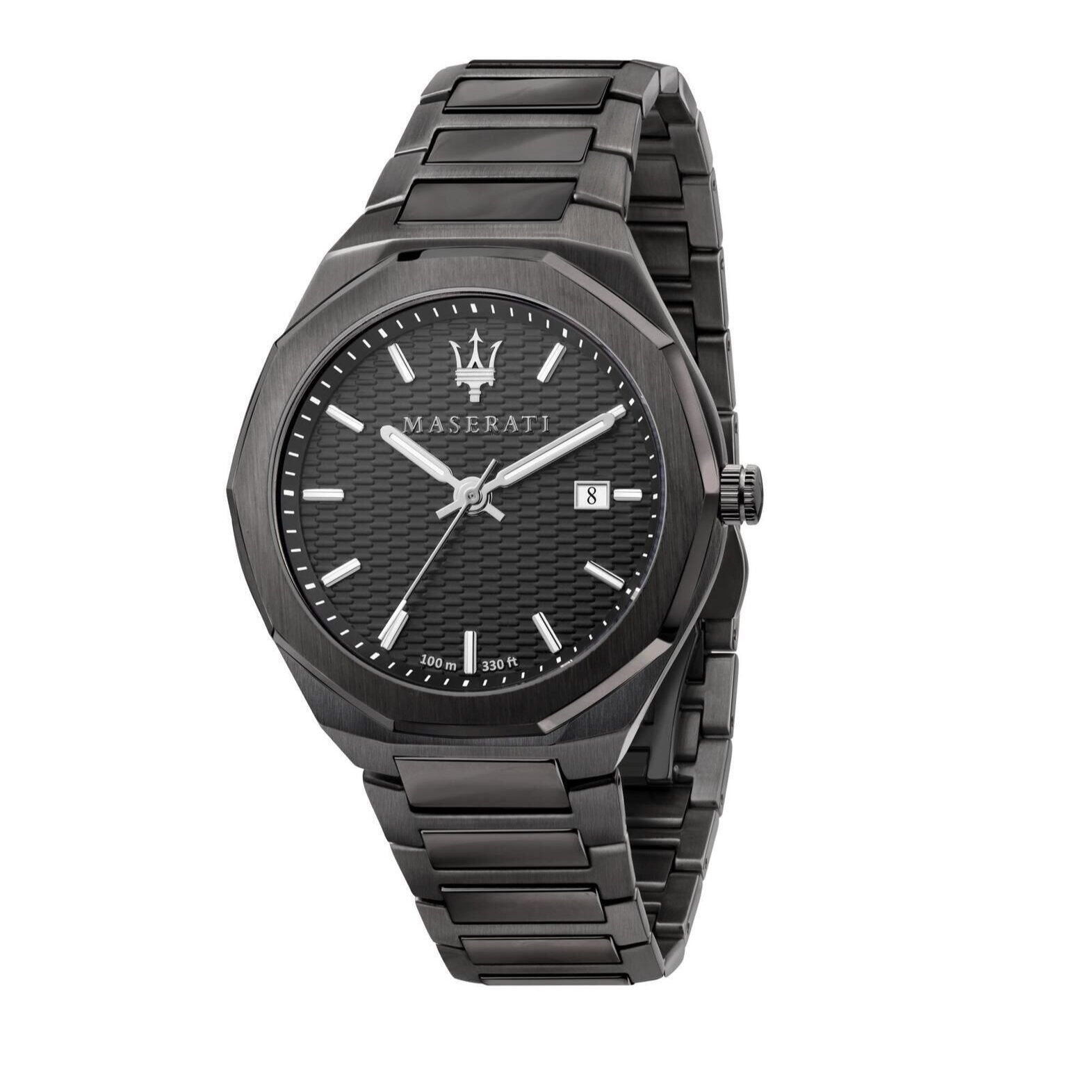 Maserati Stile Quartz Black Dial Black Steel Strap Watch For Men - R8853142001