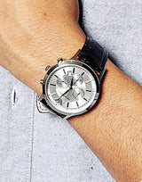 Emporio Armani Classic Chronograph Silver Dial Black Leather Strap Watch For Men - AR2432 Buy Now By Emporio Armani