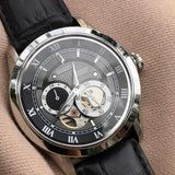 Shop Bulova BVA Classic Automatic Silver Dial Black Leather Strap Watch for Men - 96A135 in USA