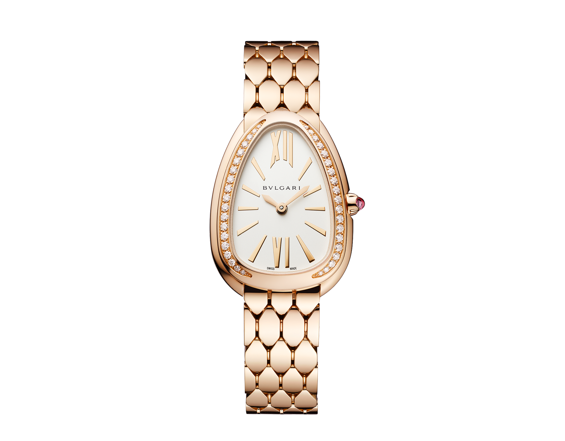 Bvlgari Serpenti Seduttori Diamonds Silver Dial Rose Gold Steel Strap Watch for Women - SERPENTI103146