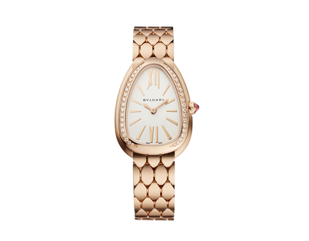 Bvlgari Serpenti Seduttori Diamonds Silver Dial Rose Gold Steel Strap Watch for Women - SERPENTI103146