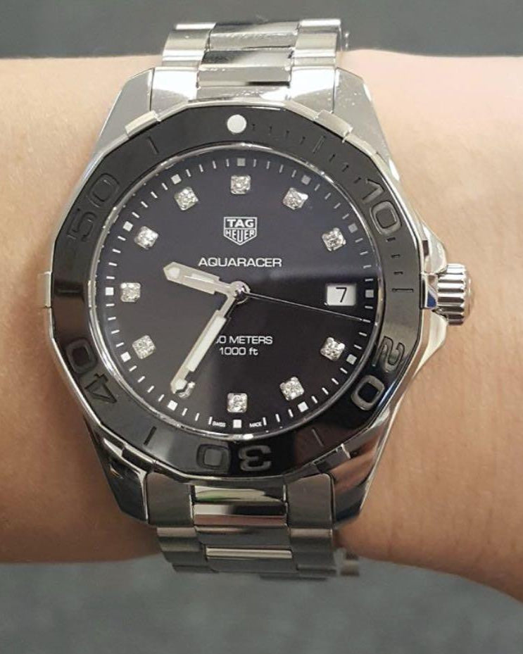 Tag Heuer Aquaracer Quartz Black Dial Silver Steel Strap Watch for Women - WAY131M.BA0748 Buy Now By Tag Heuer