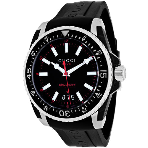 Shop Gucci Dive Quartz Black Dial Black Rubber Strap Watch For Men - YA136303 in USA