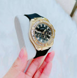 Shop Guess Venus Diamonds Black Dial Black Rubber Strap Watch for Women - GW0118L1 in USA