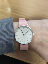 Daniel Wellington Classic Petite Rosewater White Dial Pink NATO Strap Watch For Women - DW001000318 Buy Now By Daniel Wellington