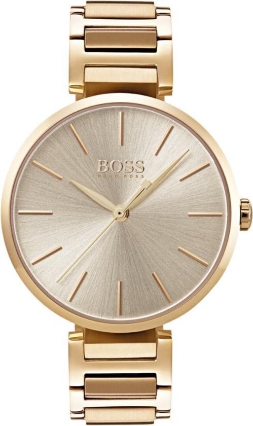 Shop Hugo Boss Allusion Gold Dial Gold Steel Strap Watch for Women - 1502415 in USA